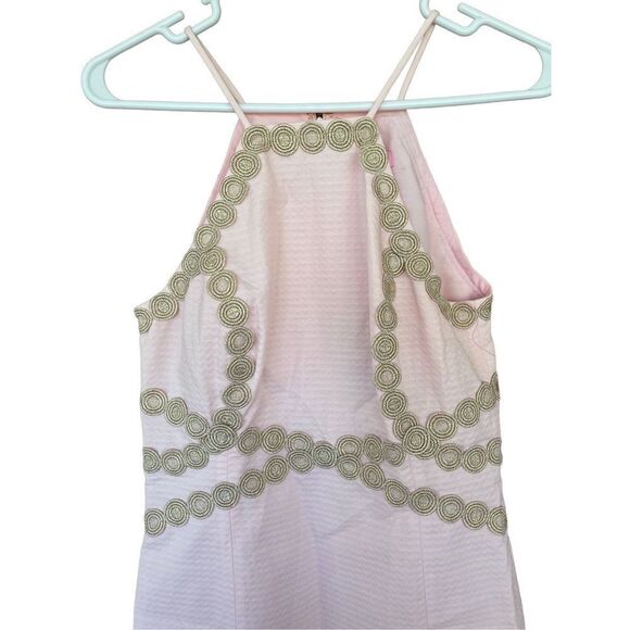Lilly Pulitzer Womens Pink Gold Lace Pearl Paradise Tint Shift Halter Dress NWT - Picture 6 of 9